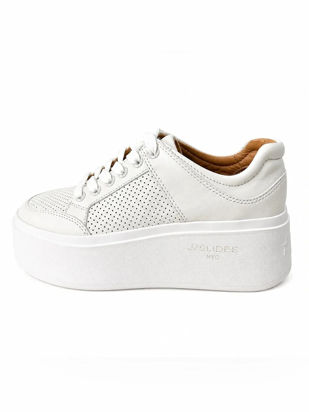 J Slides NYC White Leather Platform Sneakers Size 6 NIB